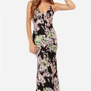 Lady Degas Ga Black Floral Print Dress